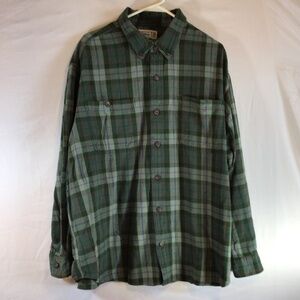 Duluth Trading Co Flannel Shirt 2XL Green Plaid  Button Front Workwear Outdoors
